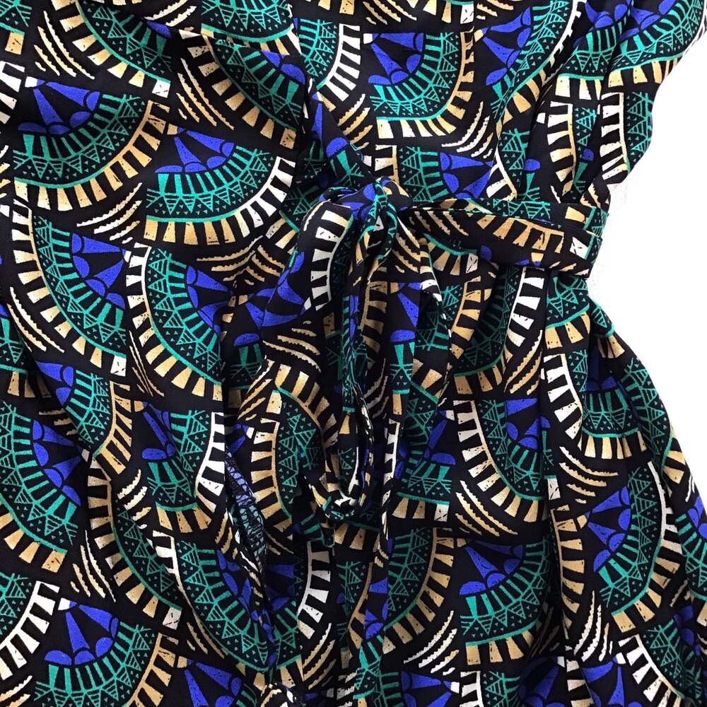 Silk & Salt Geometric Print Wrap Midi Dress Size XS Boho Flirty NWT - Picture 11 of 13